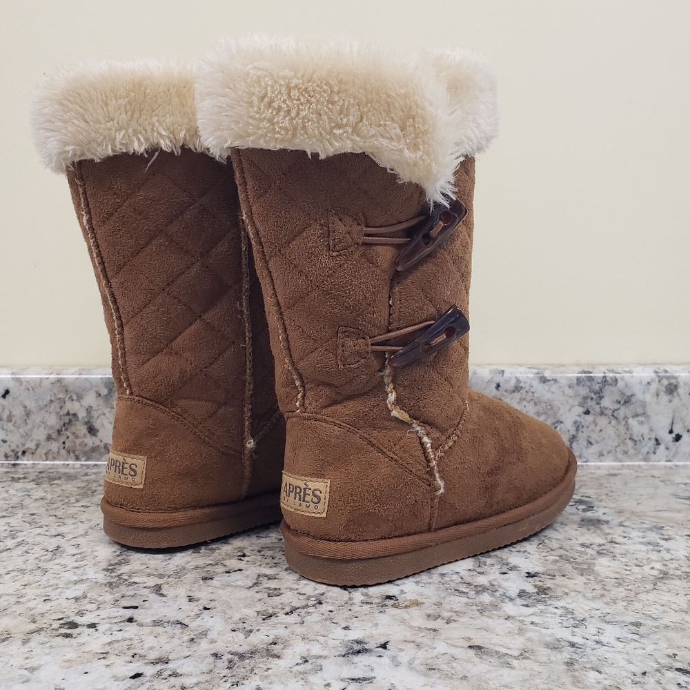 Apres by Lamo Faux Suede Buckskin Faux Fur Boots Girl's Size 1Y - Picture 4 of 16
